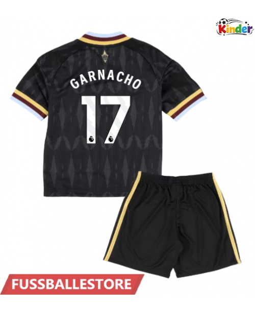 Günstige Aston Villa Alejandro Garnacho #17 Auswärts Trikotsatzt Kinder 2026-27 Kurzarm (+ Kurze Hosen)